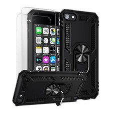 Rugged Hybrid Black Case for iPod Touch 7/6/5 with 2HD Screen Protectors