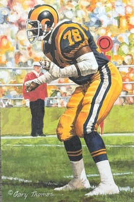 JACKIE SLATER UNSIGNED 2001 GOAL LINE ART CARD~FOOTBALL HOF~LOS ANGELES RAMS