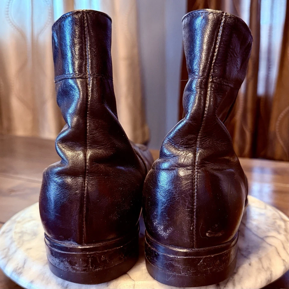 De Colección Años 70 Años 70 Cuero Negro Goodyear HECHO EN UNIÓN Cremallera Botines EE. UU. Hombres Talla 10 D Foto 4 de 4