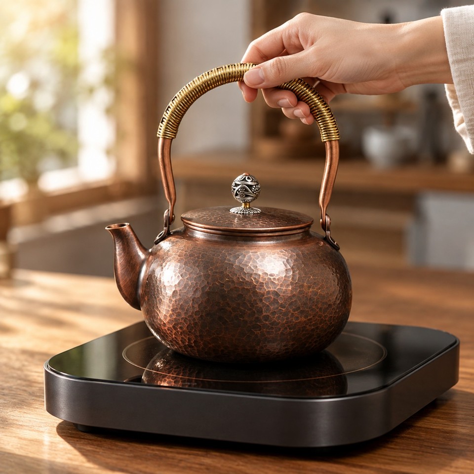 Water Boiling Pot Long-Lasting Antique-Finish Copper Water Kettle ...