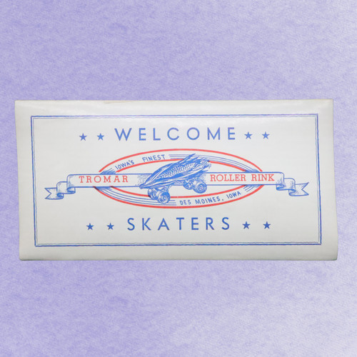 Vintage Des Moines Iowa 1940s Tromar Roller Skating Rink Sticker Label Decal