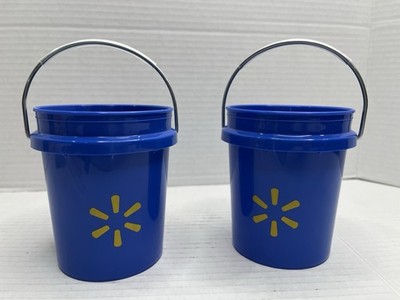 2 Pack Walmart Blue Mini Bucket without Lid 0.4 qt Blue Bucket w/ Yellow Star