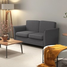 Image of HOMCOM Double Seat Sofa Linen Upholstery Loveseat Couch w/ Armrests, Dark Grey
