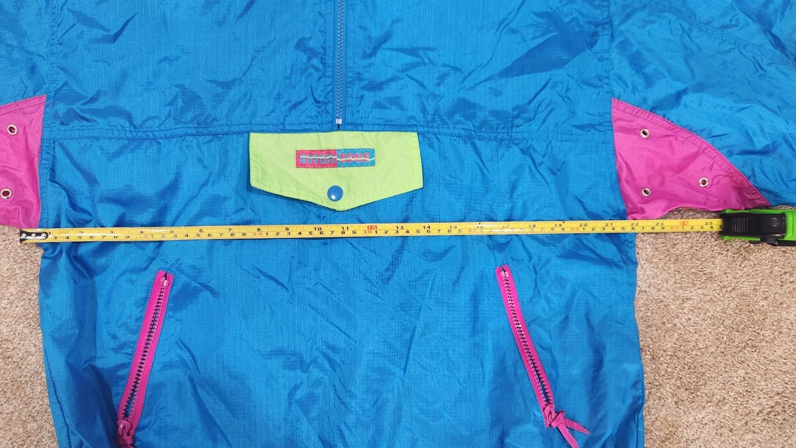 Vintage 90s Neon Colorblock Windbreaker Pullover Jacket Rivers Edge Small - product detail image 15