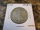 1918-S WALKING LIBERTY SILVER HALF DOLLAR FINE     94