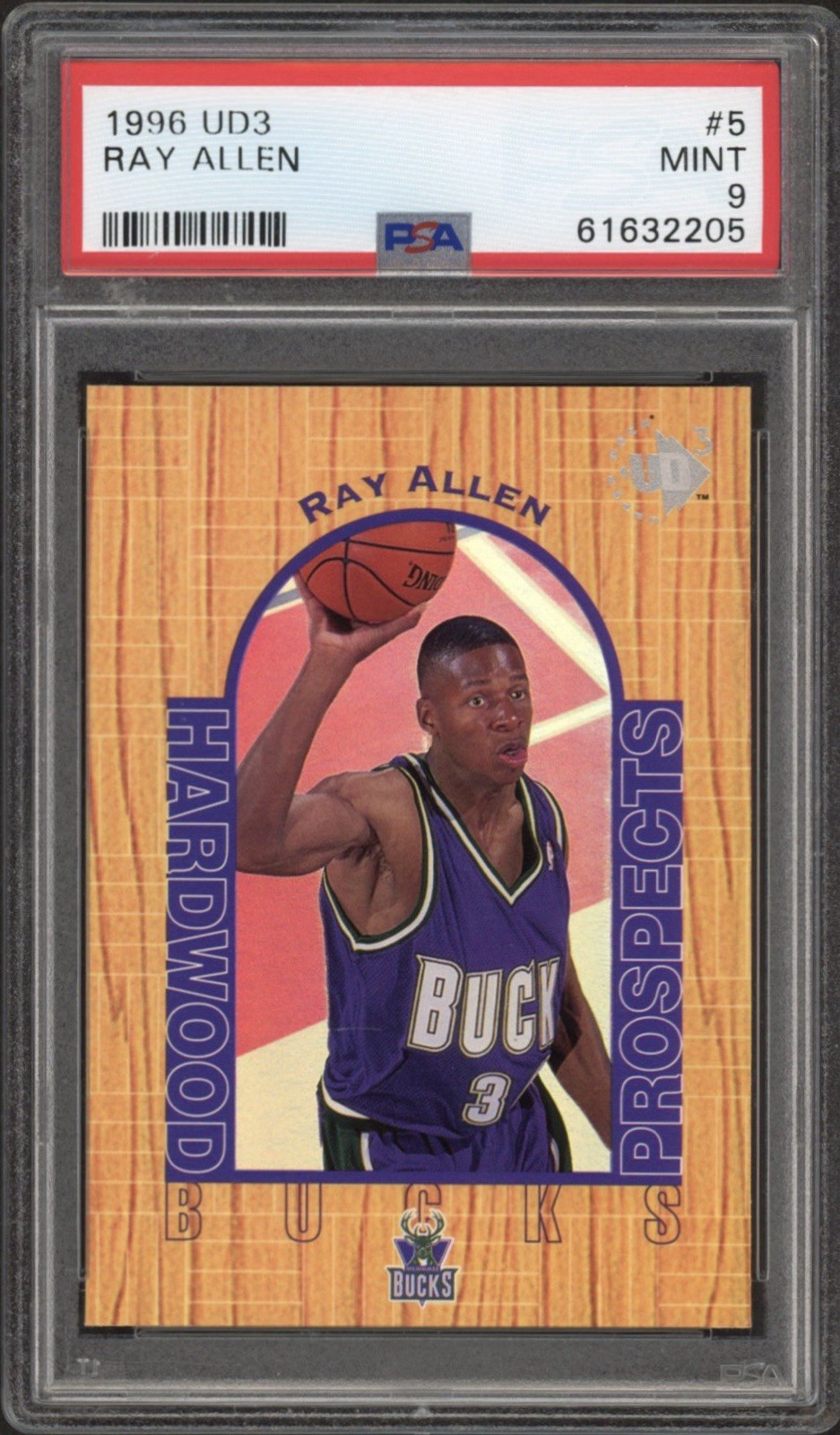 1996 UD3 Ray Allen Rookie RC #5 PSA 9 Mint HOF Milwaukee Bucks Celtics Heat