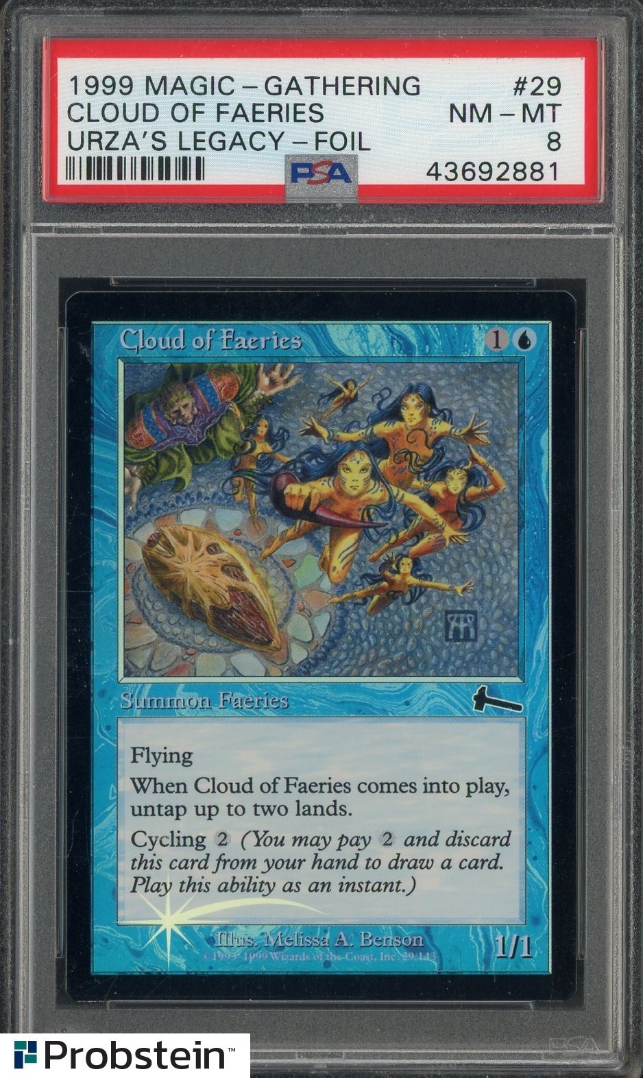 1999 Magic The Gathering Urza's Legacy Foil #29 Cloud of Faeries PSA 8 NM-MT