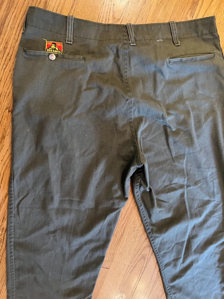 Pantalones de Trabajo Ben Davis Verde Años 70 De Colección Para Hombre Talla 38 Exterior Ropa de Trabajo ORGULLO Cremallera Foto 4 de 4