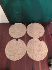 Cynthia Rowley Woven Placemats Table Mats Set Of 4 Braided Beige/Tan Color Round