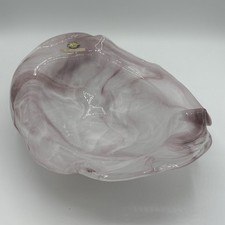 Schale mit org. Etikett &sbquo;Kaspar Bleikristall&rsquo; - rosa weiss, Mundgeblasen (B02)