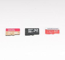 3 Micro SD Cards - Samsung 32GB, Sandisk 16GB, SP 32GB