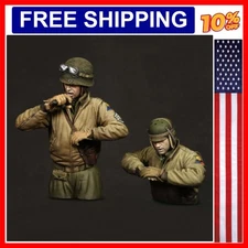 1/16 Scale Die-Cast Resin Figure Model Kit WWII U.S. Tank Crew Half-body 2 Fi...