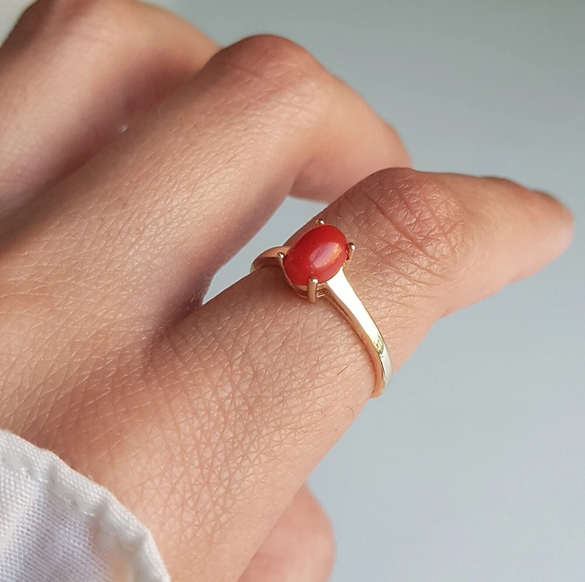 Red coral on sale ring gold