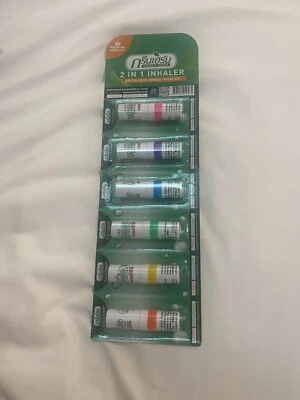 Inhalant Green Herb 2 in 1 Thai 6 pcs Relif Nasal Congestion Vertigo Natural Oil