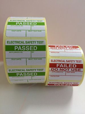 PAT Prüfetiketten 1000 elektrische PASSED Etiketten Aufkleber + 100 gratis DEFEKT