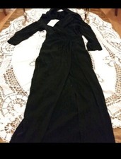 200$ Zara Black Wrapped Crossover Open Front Slit Midi Dress Sz S 8209/670