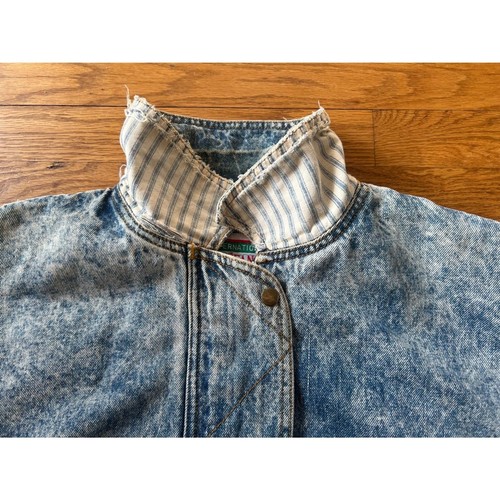Chaqueta de mezclilla Stefano de algodón lavado ácido raglán jean de colección años 80 S - Imagen 9 de 11