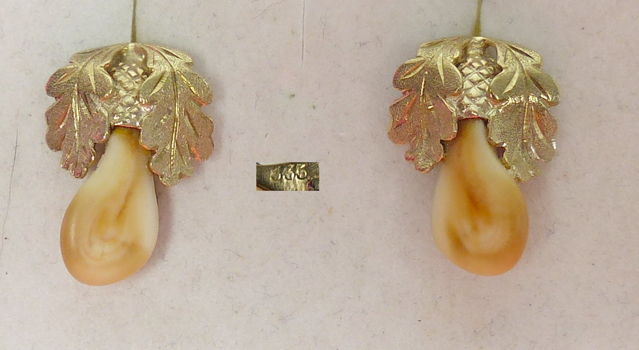 Grandel Hunting Jewelry Earrings/Pendant From 333er Gold With Grand ´ L (da4668)