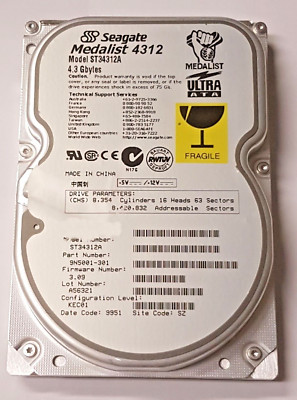 4.3 GB IDE Seagate Medalist 4312 ST34312A P-ATA 5400RPM HDD 3.5'' Festplatte