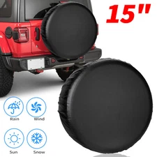 15" DIY Black Spare Tire Tyre Wheel Cover for Jeep Trailer RV Camper Universal