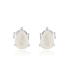 Pretty Designer 925 Sterling Fine Silver Moonstone Stud Earrings Jewelry