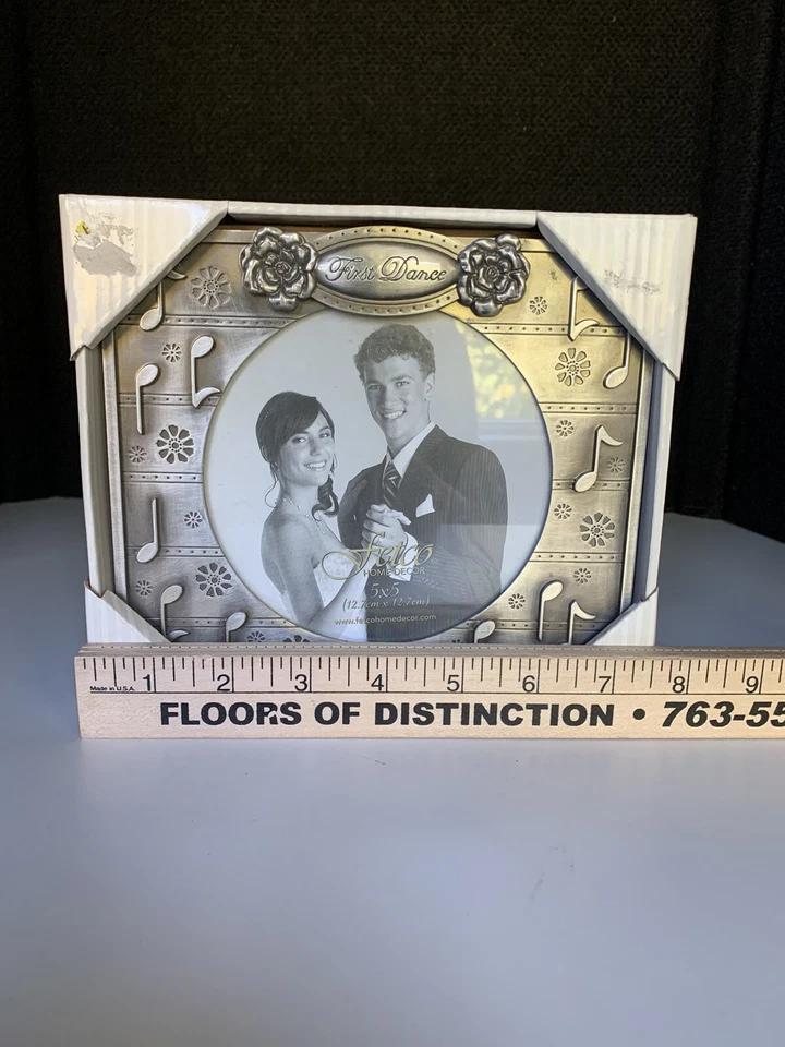 Fetco Home Decor Photo Frame 'First Dance' Pewter Finish  Wedding  5 X 5 - Image 3 of 4