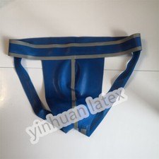 Latex Panties Rubber Boxer Blue with Silver Open Hip Shorts Underwear Handmade