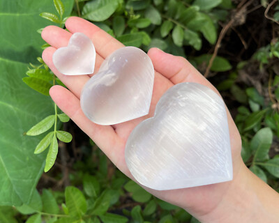 Polished Selenite Crystal Heart - Small, Large or Extra LARGE (Selenite Hearts)