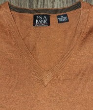 Mens Jos A Bank Signature Collection Long Sleeve Wool V-Neck Sweater Size XL EUC