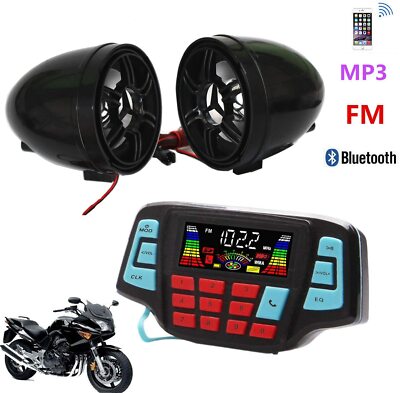 Waterproof bluetooth Motorcycle Handlebar Audio Radio MP3 Speaker System USB FM
