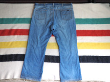 VTG 70s SEARS Roebuck Faded Distress Scovill Blue 44x30 Denim Jeans Pants USA