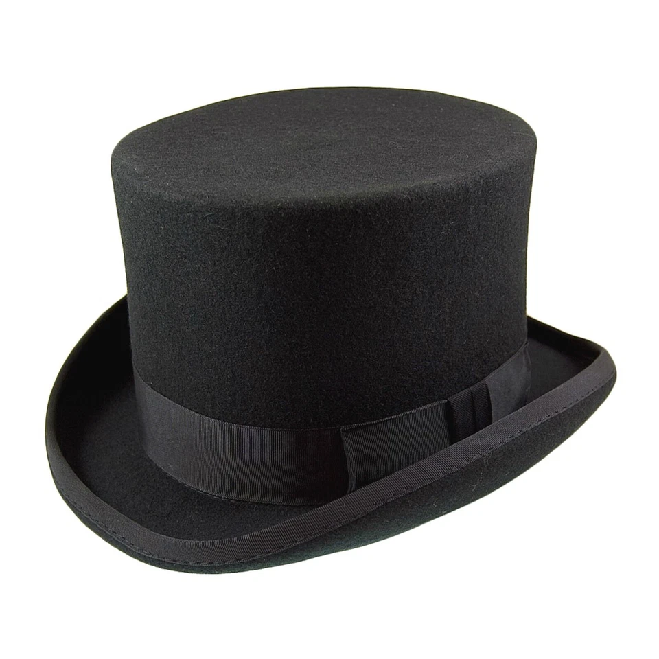 Schwarzer Zylinder aus 100% Wolle Viktorianisch Gothic Steampunk Hochzeitshut 57 - Bild 3 von 3