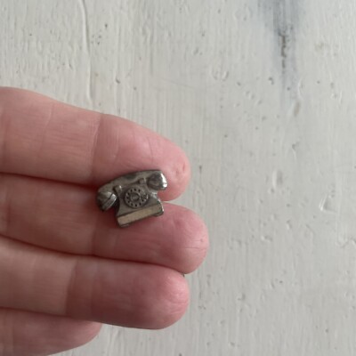 Vintage Sterling Silver Rotary Phone Lapel Hat Pin No Back 
