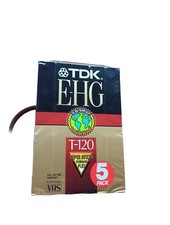 NEW SEALED TDK EHG VHS T-120 6 Hour EP Videocassette Tapes 5/Pack Super Avilyn