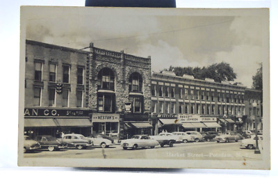 Vintage RPPC - Real Photo Postcard - Market Street, Potsdam NY - Store Fronts