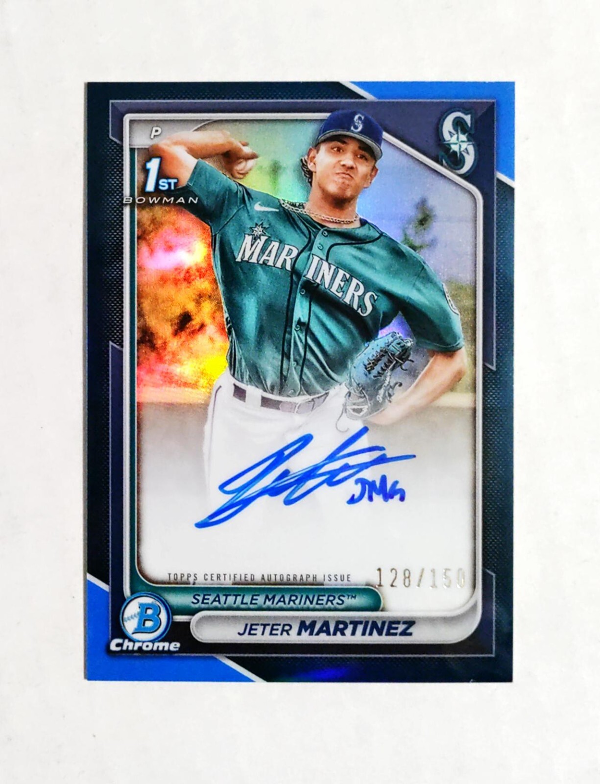Jeter Martinez 2024 1st Bowman Chrome AUTO Prospect BLUE REFRACTOR 128/150 RC K5