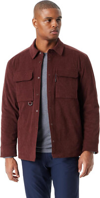 BASS OUTDOOR Men's Cordurory Snap Front Worker Shirt Jacket | Rum Raisin | 2XLg