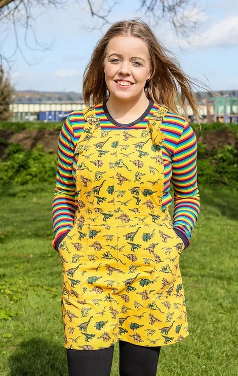 Yellow dinosaur cheap pinafore dress