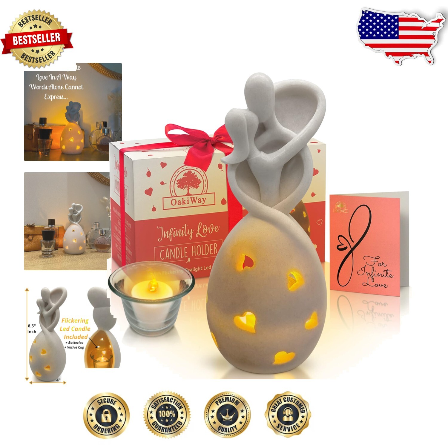 Romantic Infinity Love Candle Holder with Flickering LED - Ideal Wedding Gift