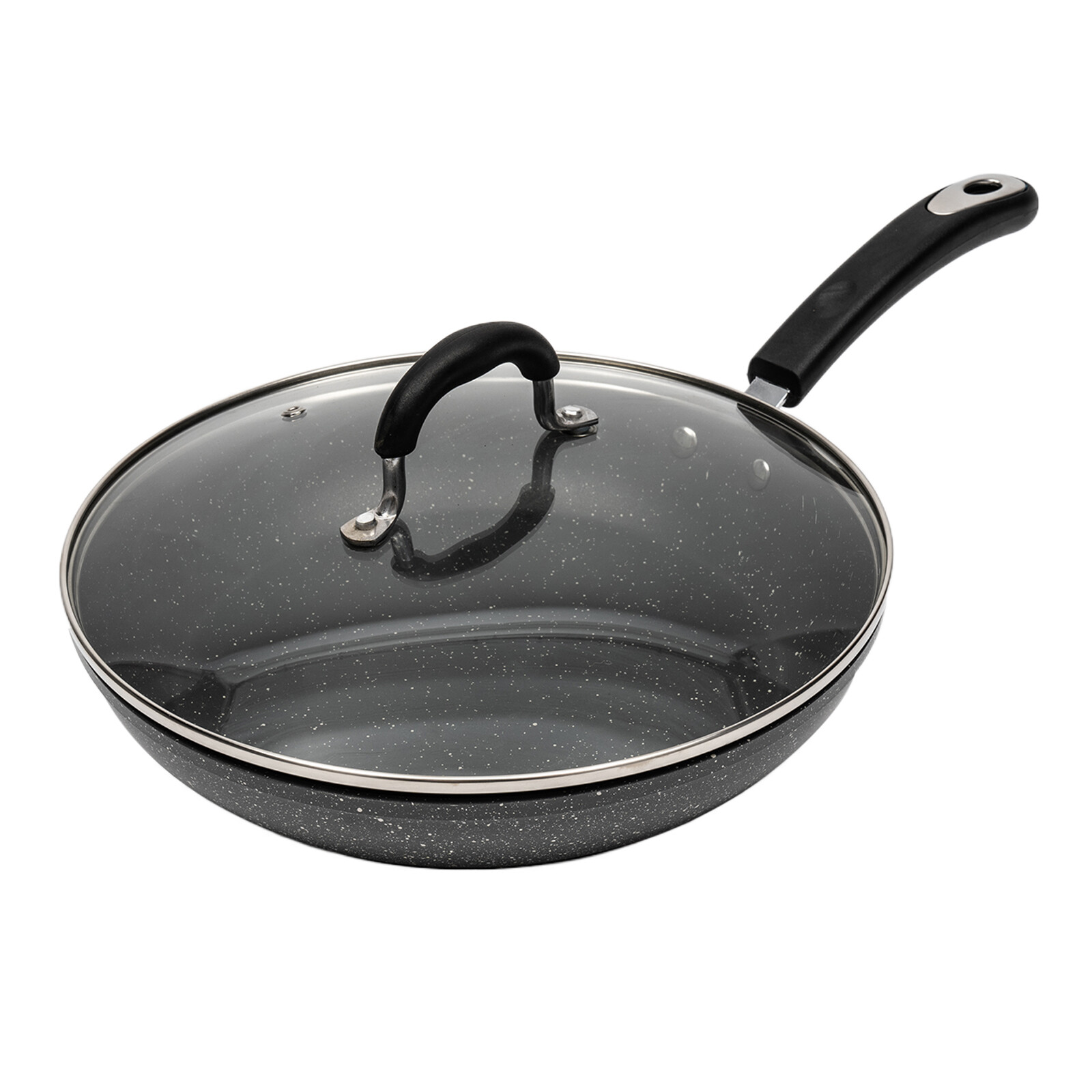 11.02 in Frying Pan Nonstick Frying Pan & Lid Large Frying Pan w/ Handle Black