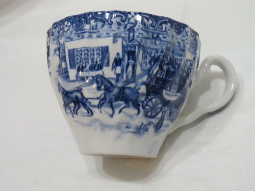 Johhnson Brothers Coaching Scenes Blue Flat Cup with Inside Design England - Picture 5 of 8
