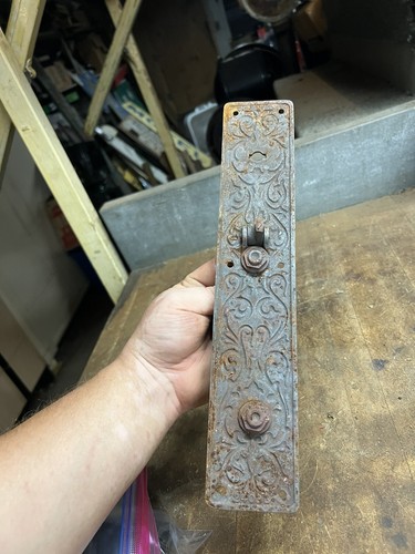 Antique Old Sargent Cast Iron Eastlake Ornate Door Pull Handle Thumb Latch USA - Picture 7 of 12