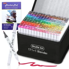 Artistic Bliss 172 Colors Dual Tip Alcohol Based Markers Set with Blender - Idea