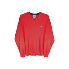 Lacoste Slim Fit V-Neck Jumper Sweater Men  s Size 6 XL Red Wool Used Read 