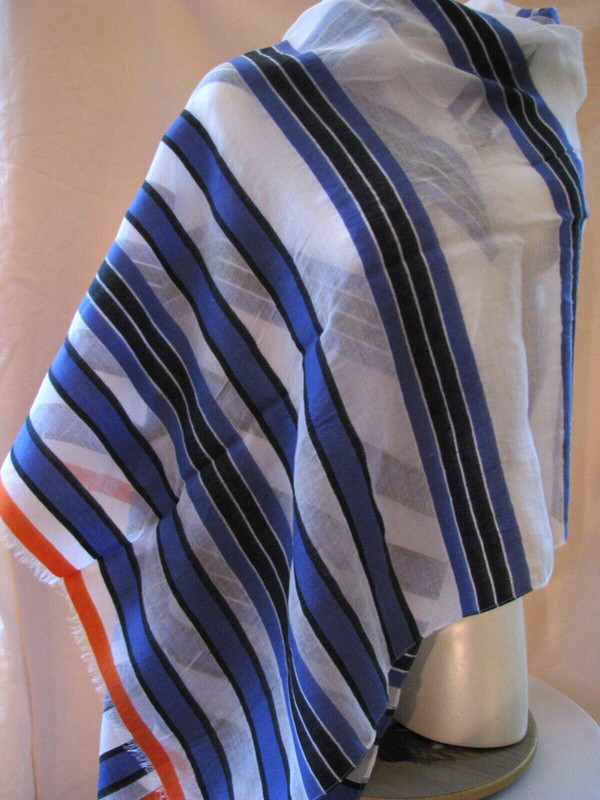 NWT Womens Talbots Indigo Blue Striped Scarf 24”x12.5”