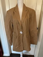 Bod and Christensen NWT Womens 2XL MARTINA SINGLE BREASTED LEATHER BLAZER Sand