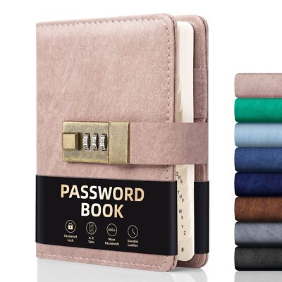 Password Book with Lock A7 Small Password Keeper Book for Home or Office Blue