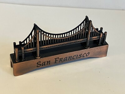 Antique Finished Golden Gate Die Cast Miniature Metal Pencil Sharpener Boxed