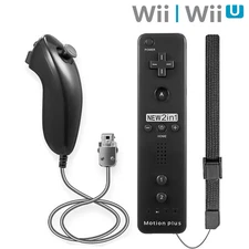 2 in 1 Motion Plus Remote Control + Nunchuck Controller for Nintendo Wii & Wii U
