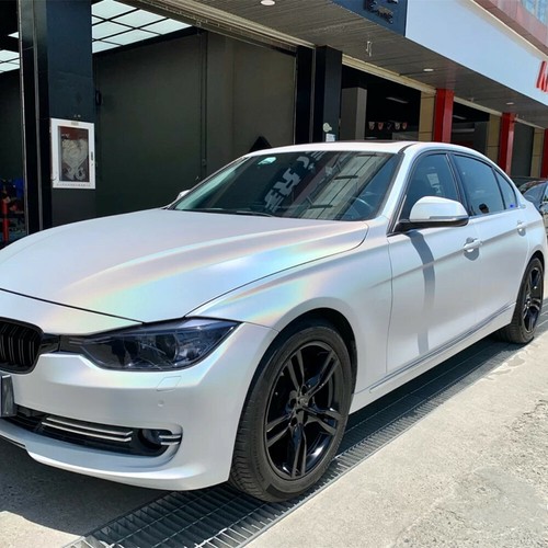 Holographic Metallic White Car Wrap Vinyl Glossy/Matte Chameleon Auto detailing - Foto 1 di 16